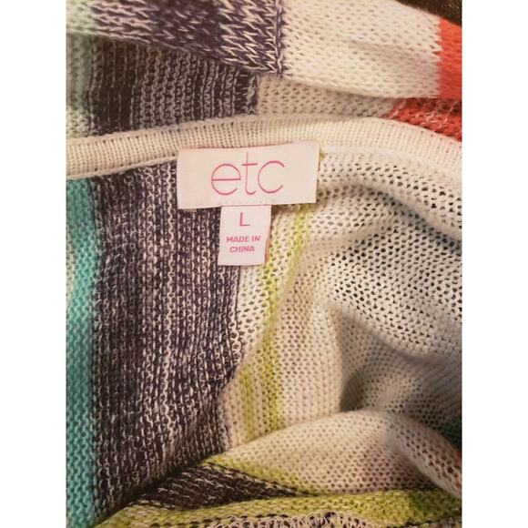 Etcetera Colorful Knit Wrap Cardigan Sweater Multicolor Draped Open Front Size L - Picture 7 of 7